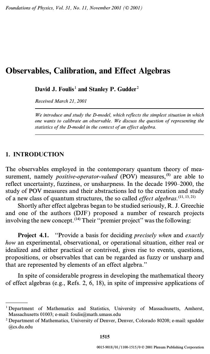 Observables, Calibration, and Effect Algebras by Unknown