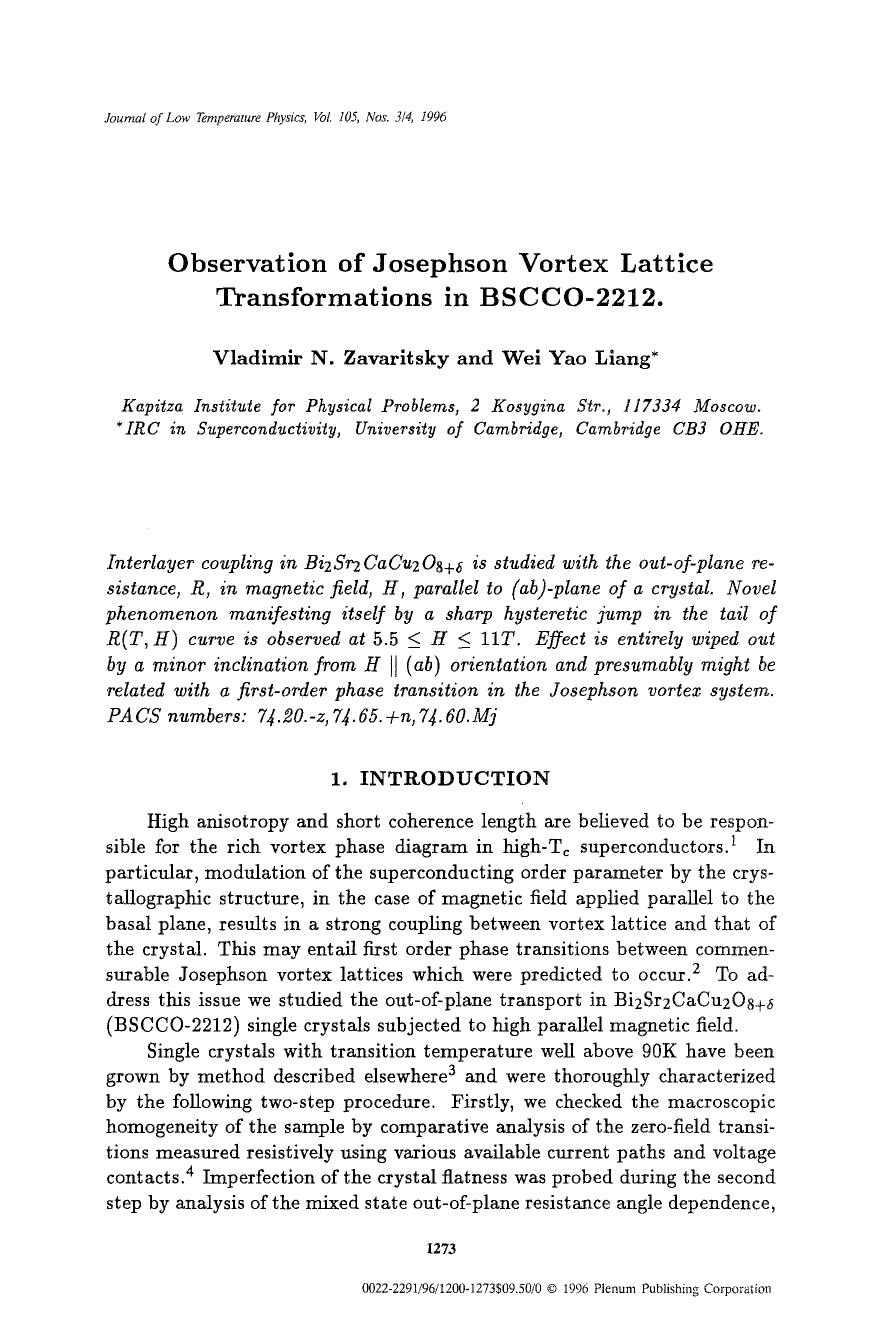 Observation of Josephson vortex lattice transformations in BSCCO-2212 by Unknown