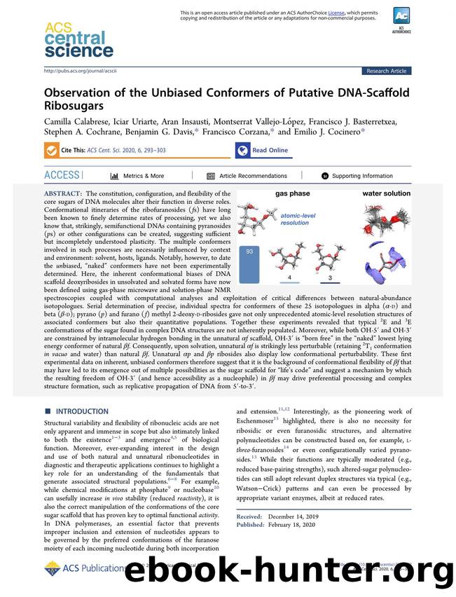 Observation of the Unbiased Conformers of Putative DNA-Scaffold Ribosugars by unknow