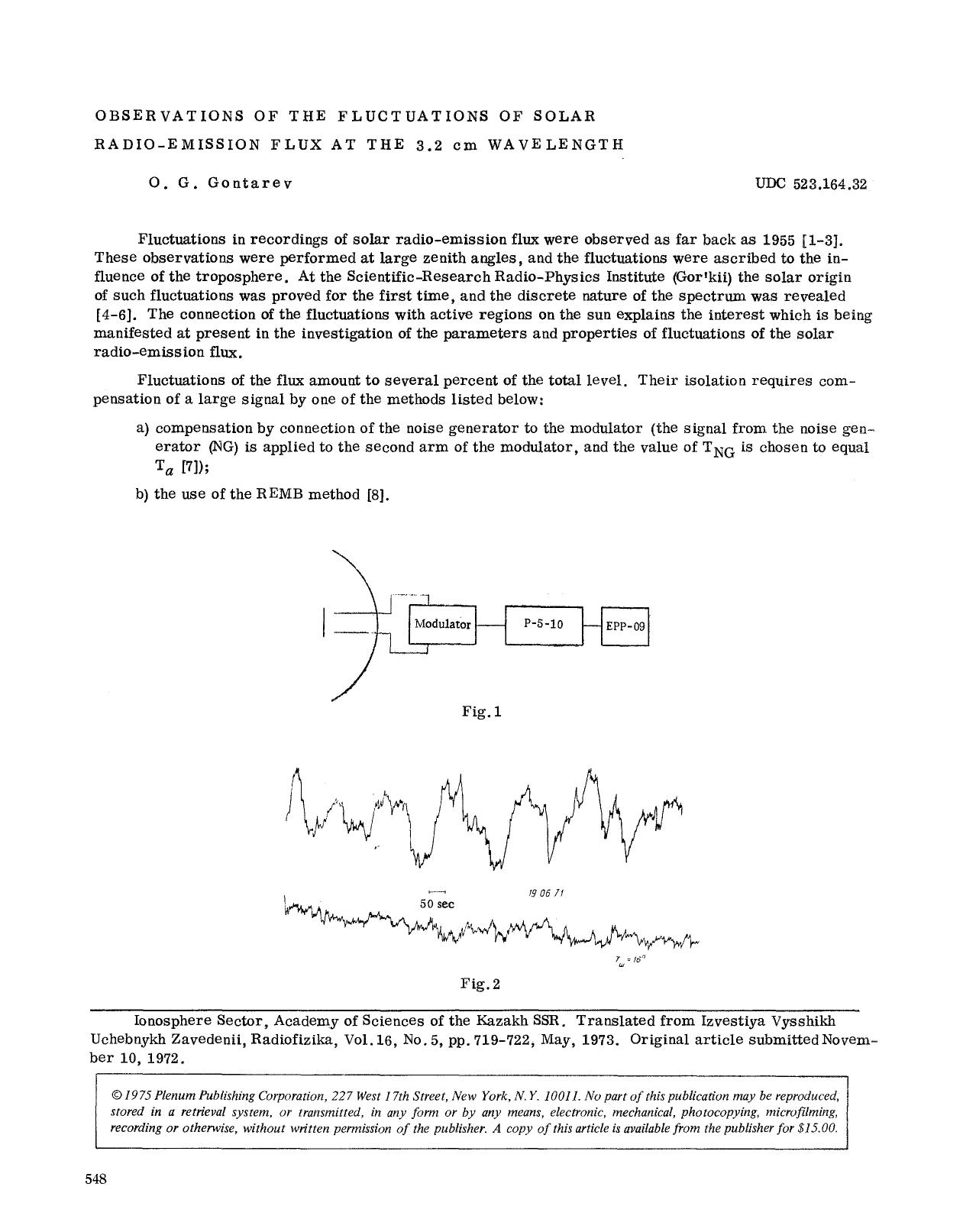 Observations of the fluctuations of solar radio-emission flux at the 3.2 cm wavelength by Unknown