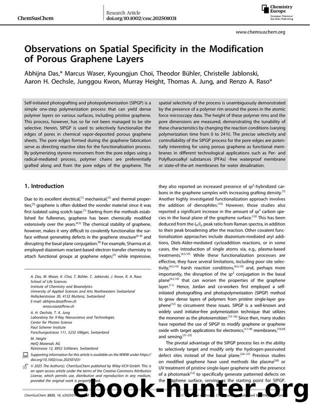 Observations on Spatial Specificity in the Modification of Porous Graphene Layers by unknow
