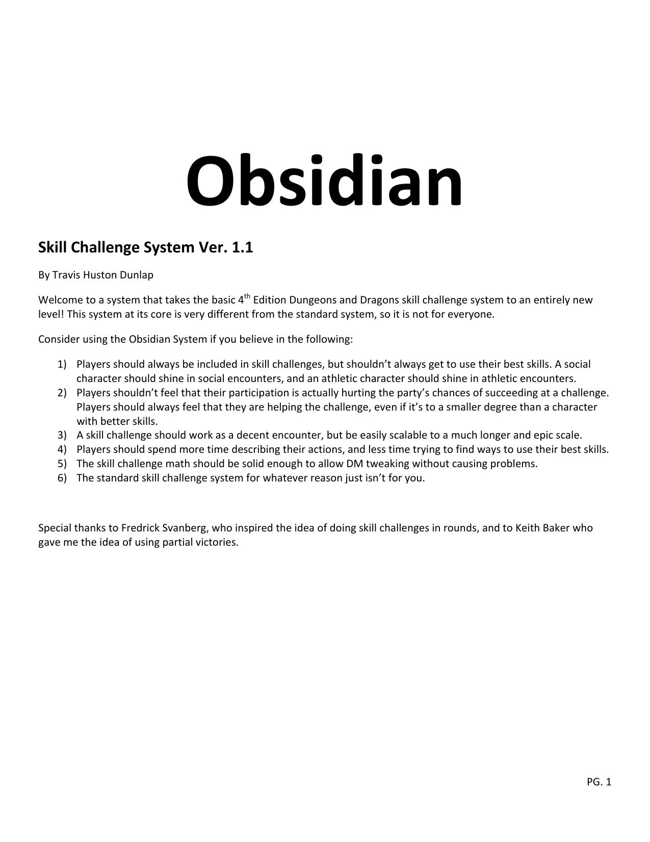 Obsidian Skill Challenge System by BOA