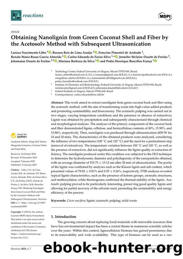Obtaining Nanolignin from Green Coconut Shell and Fiber by the Acetosolv Method with Subsequent Ultrasonication by unknow