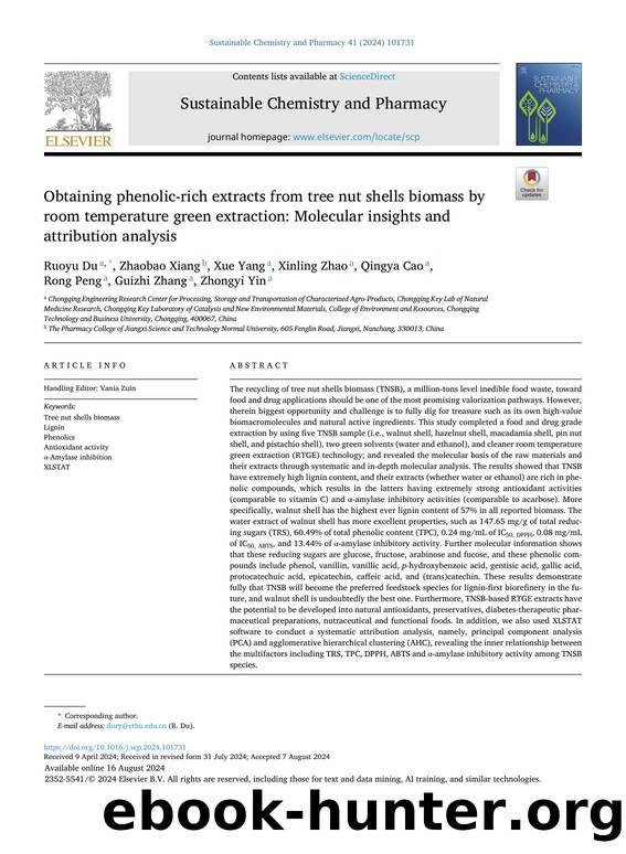 Obtaining phenolic-rich extracts from tree nut shells biomass by room temperature green extraction: Molecular insights and attribution analysis by unknow