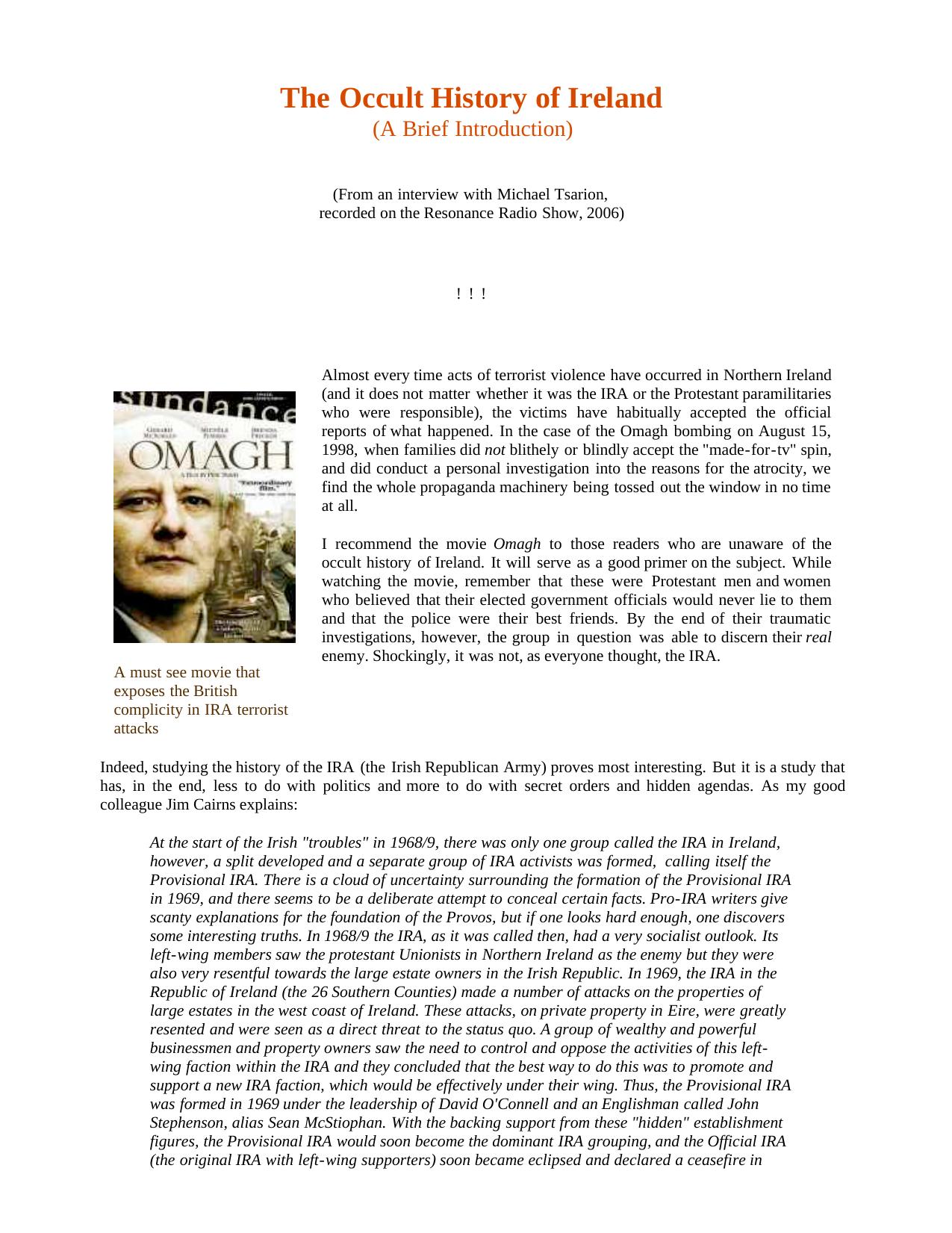 Occult History Of Ireland by Mark