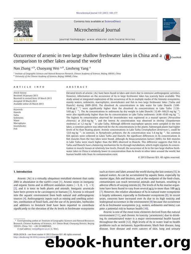 Occurrence of arsenic in two large shallow freshwater lakes in China and a comparison to other lakes around the world by Nan Zhang & Chaoyang Wei & Linsheng Yang