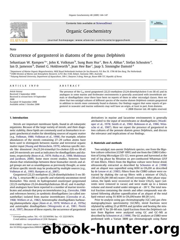 Occurrence of gorgosterol in diatoms of the genus Delphineis by unknow