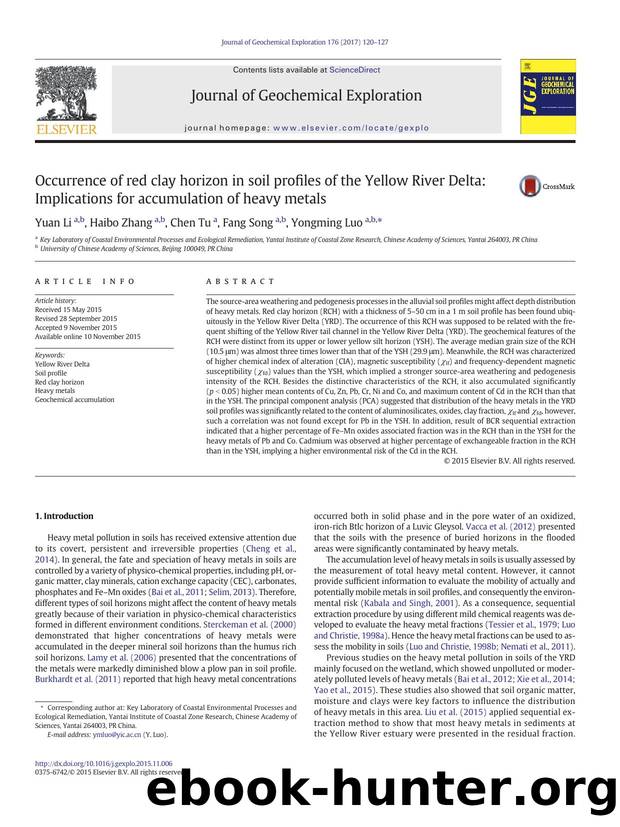 Occurrence of red clay horizon in soil profiles of the Yellow River Delta: Implications for accumulation of heavy metals by Yuan Li & Haibo Zhang & Chen Tu & Fang Song & Yongming Luo