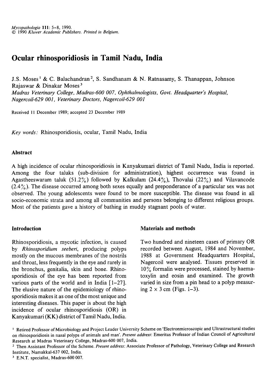 Ocular rhinosporidiosis in Tamil Nadu, India by Unknown