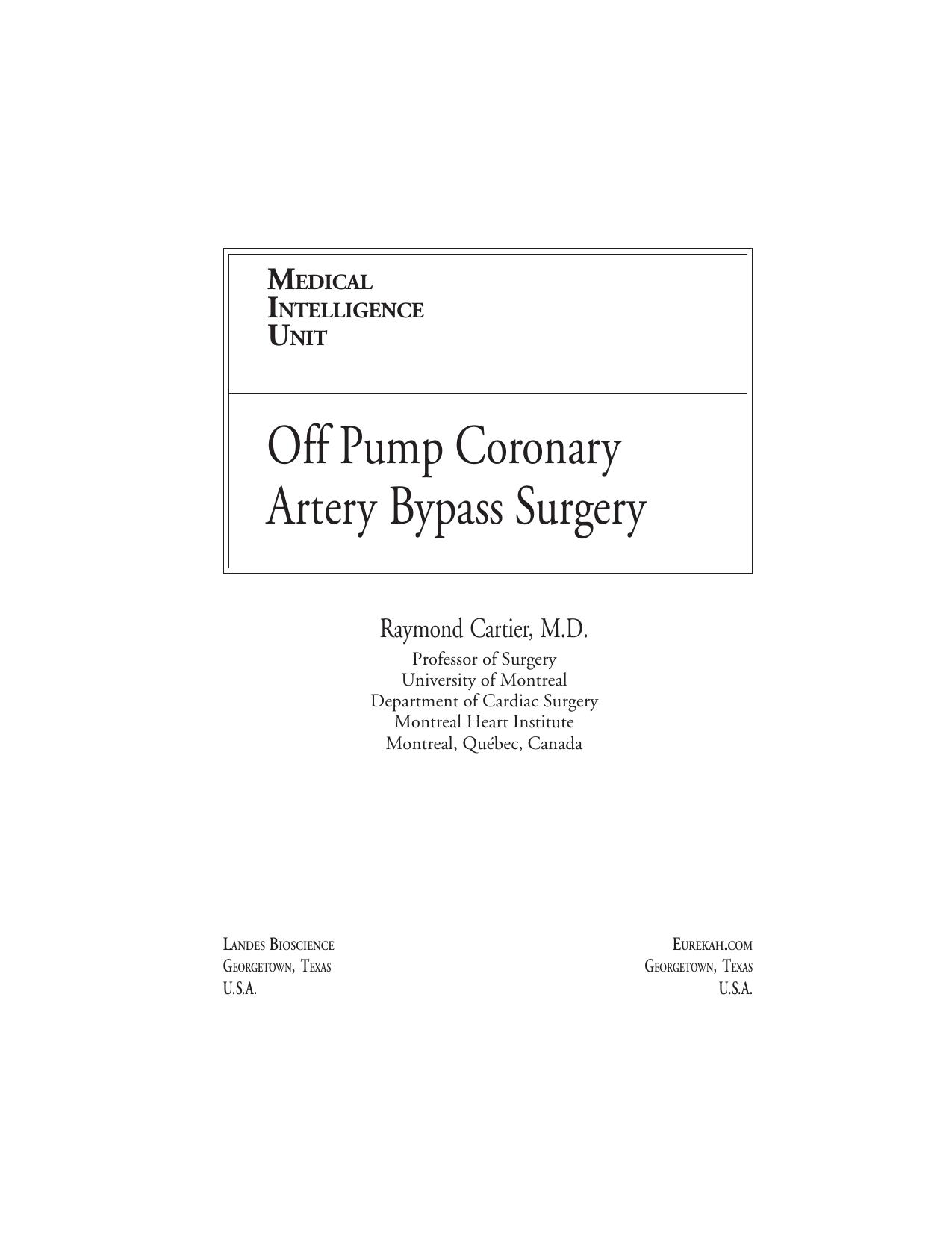 Off-Pump Coronary Artery Bypass Surgery by Unknow