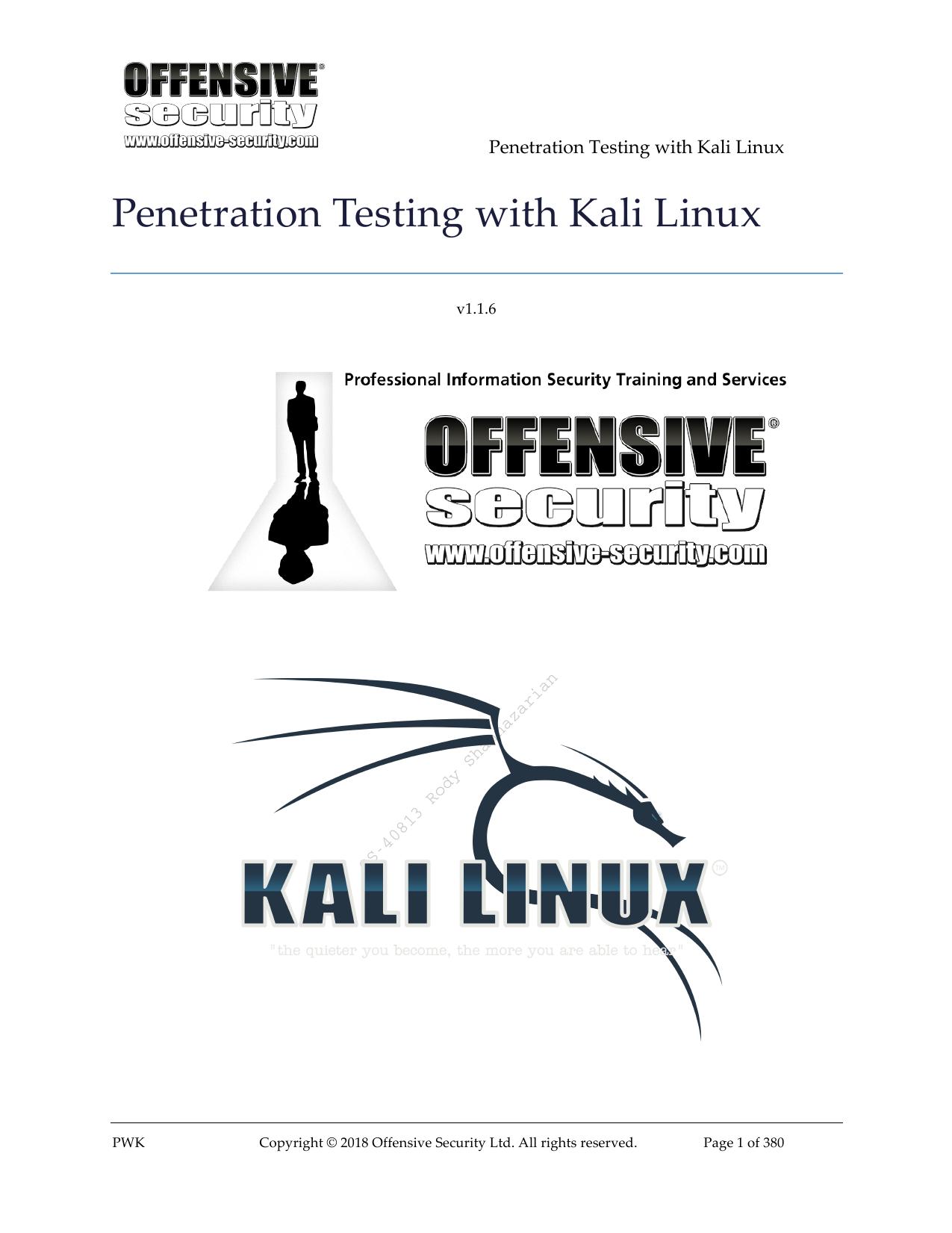 Offensive Security - Pentesting with Kali Linux by PWK