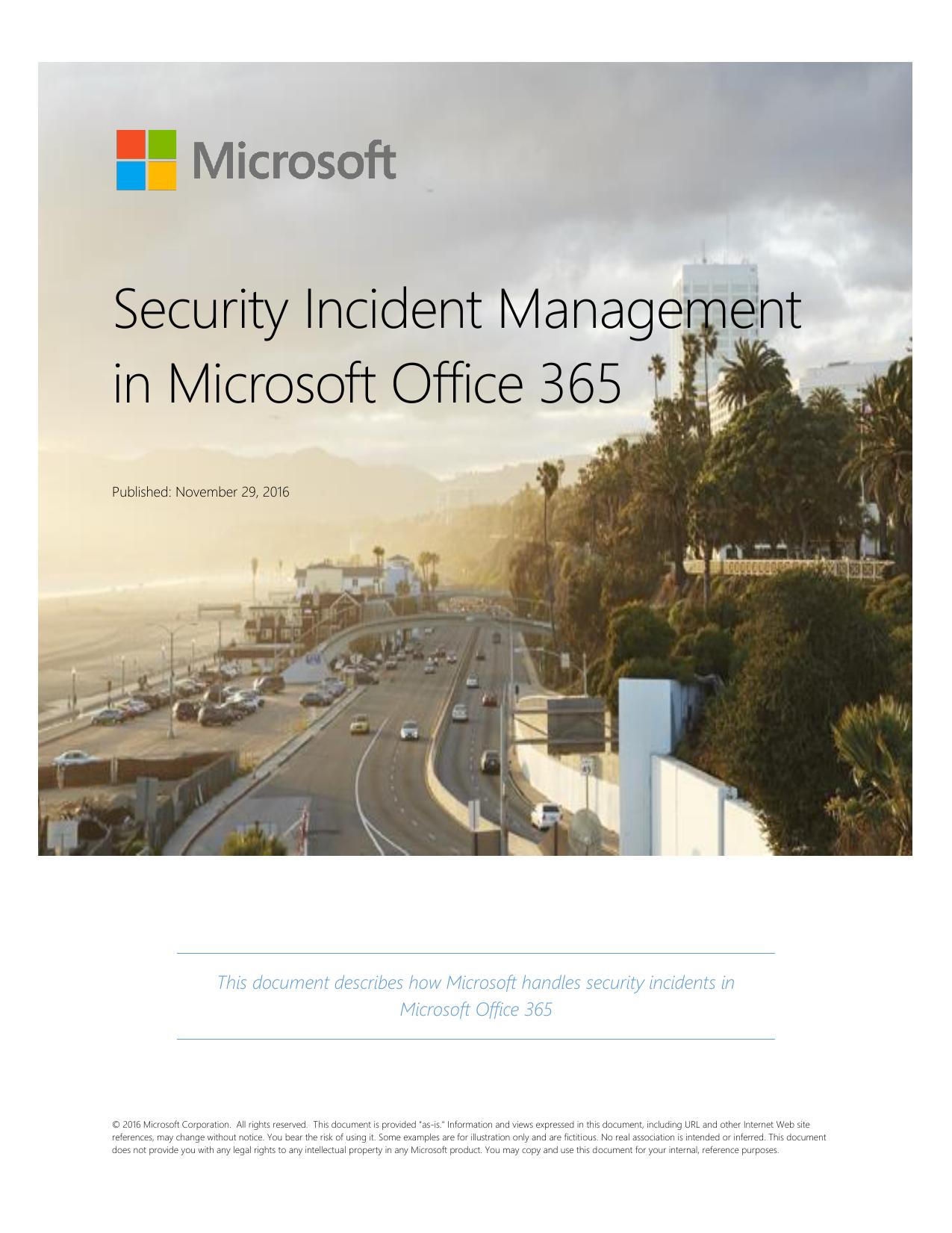 Office 365 Security Incident Management by Microsoft Corporation