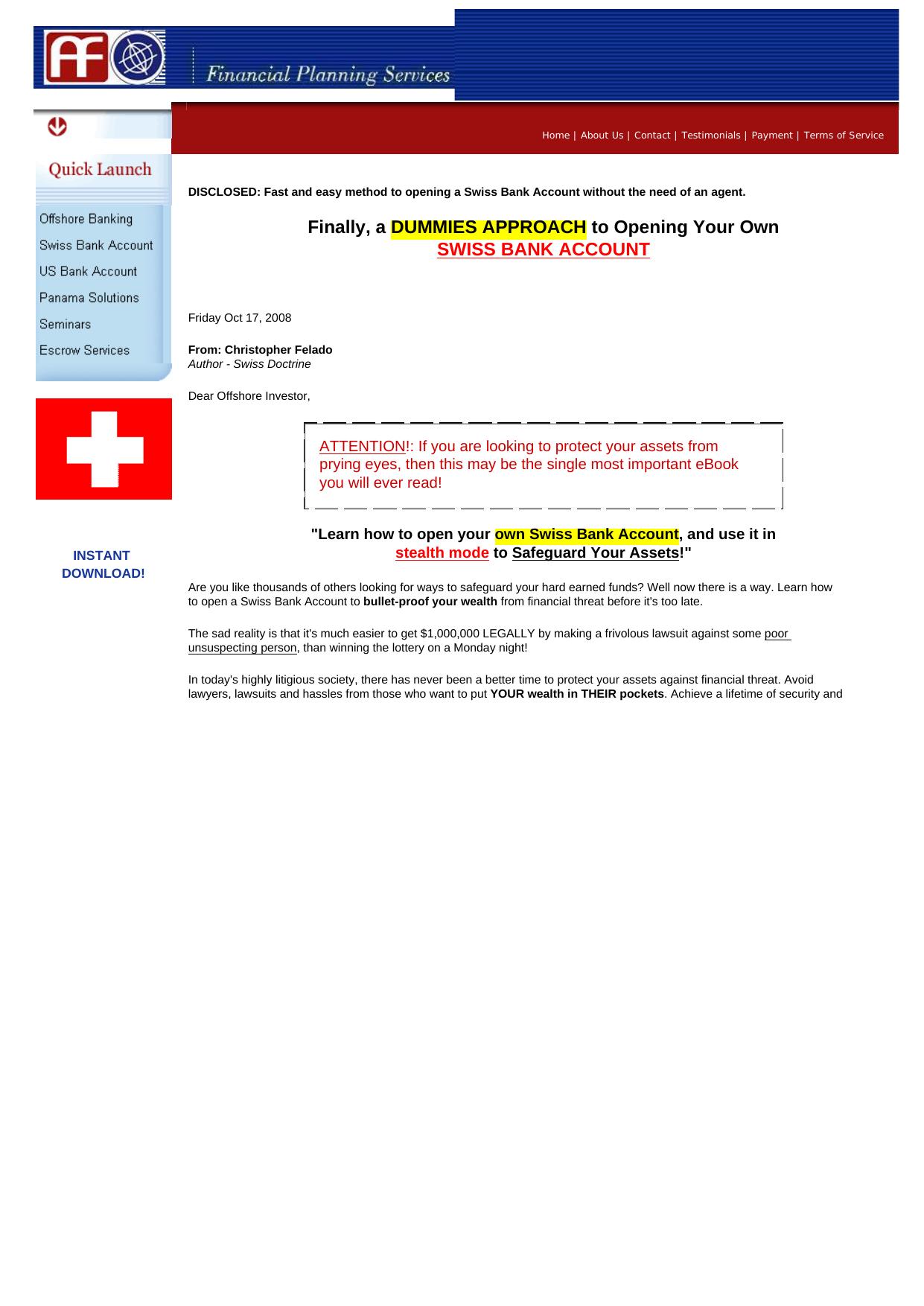 Offshore Swiss Bank Account.. by Best of Kuszter's Collection