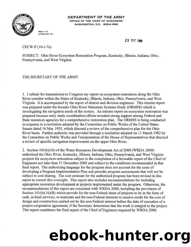Ohio River Ecosystem Restoration Program, Kentucky, Illinois, Indiana, Ohio, Pennsylvania, and West Virginia by Unknown