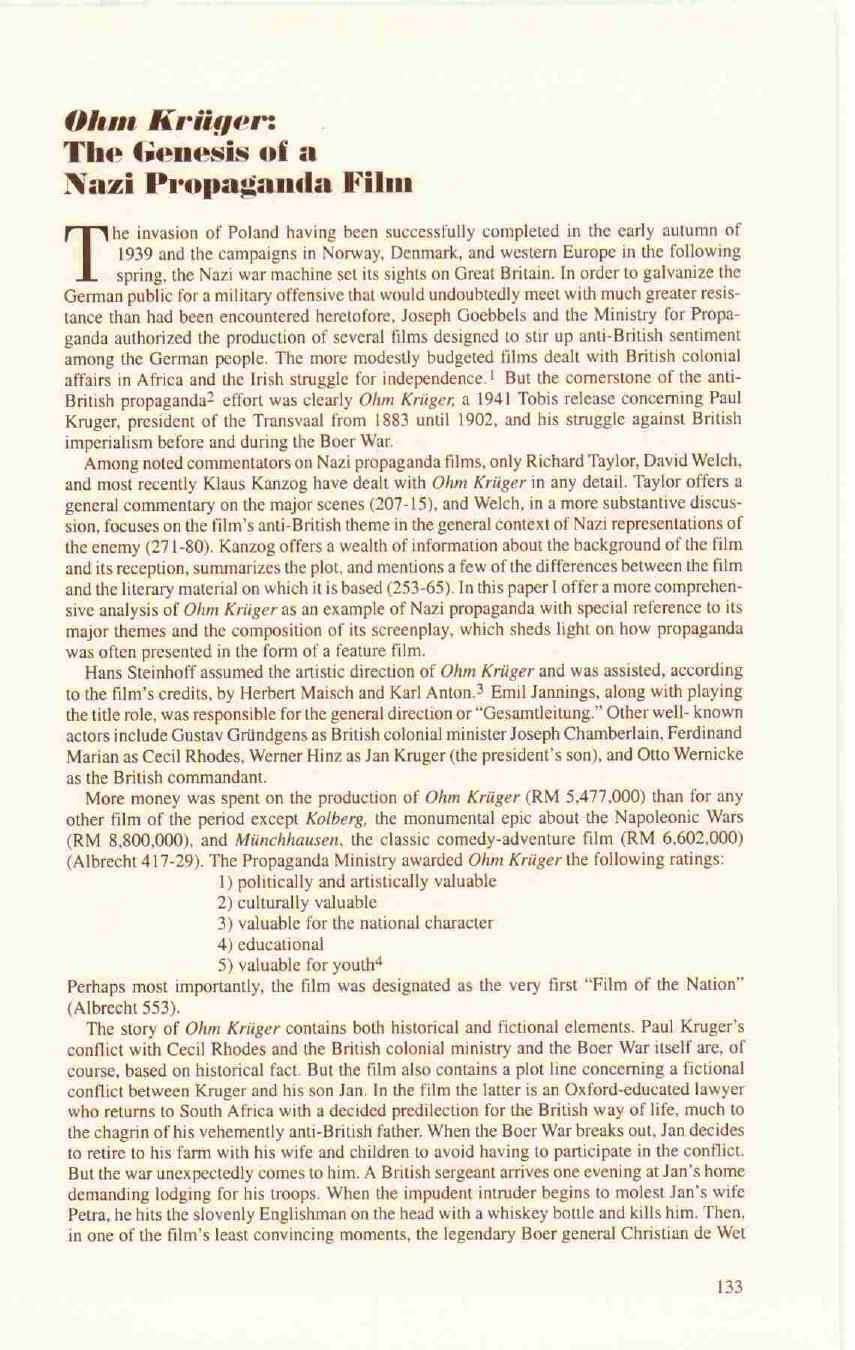 Ohm Kriiger, The Genesis of a Nazi Propaganda Film by Unknown