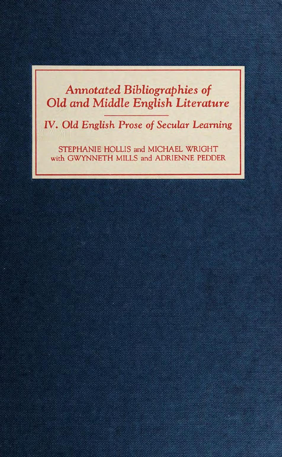 Old English Prose of Secular Learning by Stephanie Hollis Michael Wright