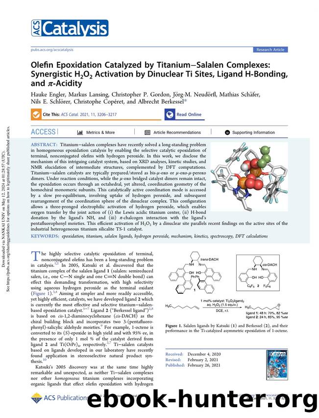 Olefin Epoxidation Catalyzed by TitaniumâSalalen Complexes: Synergistic H2O2 Activation by Dinuclear Ti Sites, Ligand H-Bonding, and Ï-Acidity by unknow