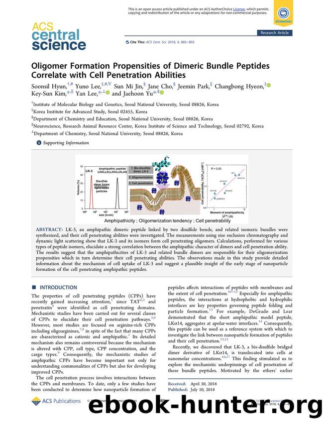 Oligomer Formation Propensities of Dimeric Bundle Peptides Correlate with Cell Penetration Abilities by unknow