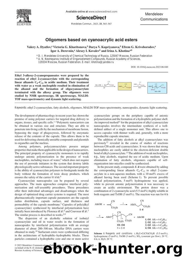 Oligomers based on cyanoacrylic acid esters by unknow