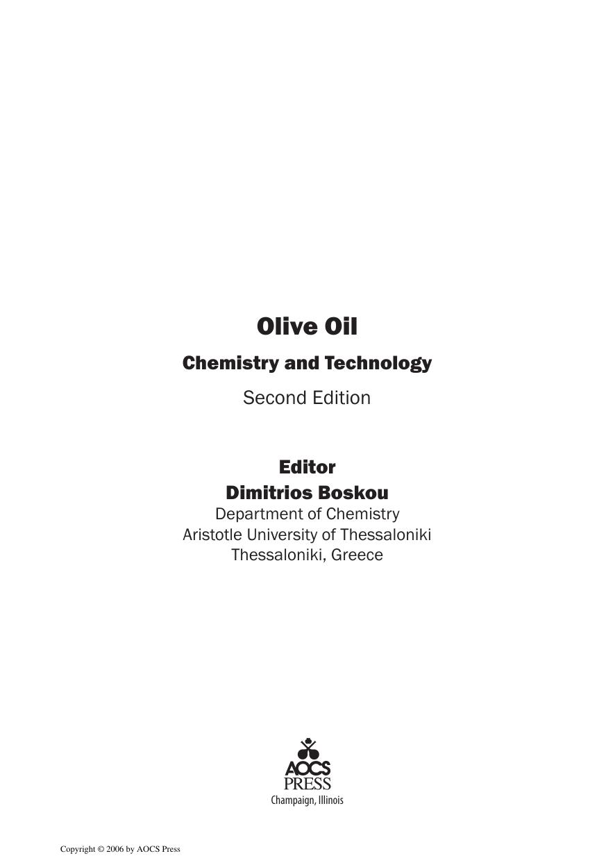 Olive Oil Chemistry and Technology by Unknown