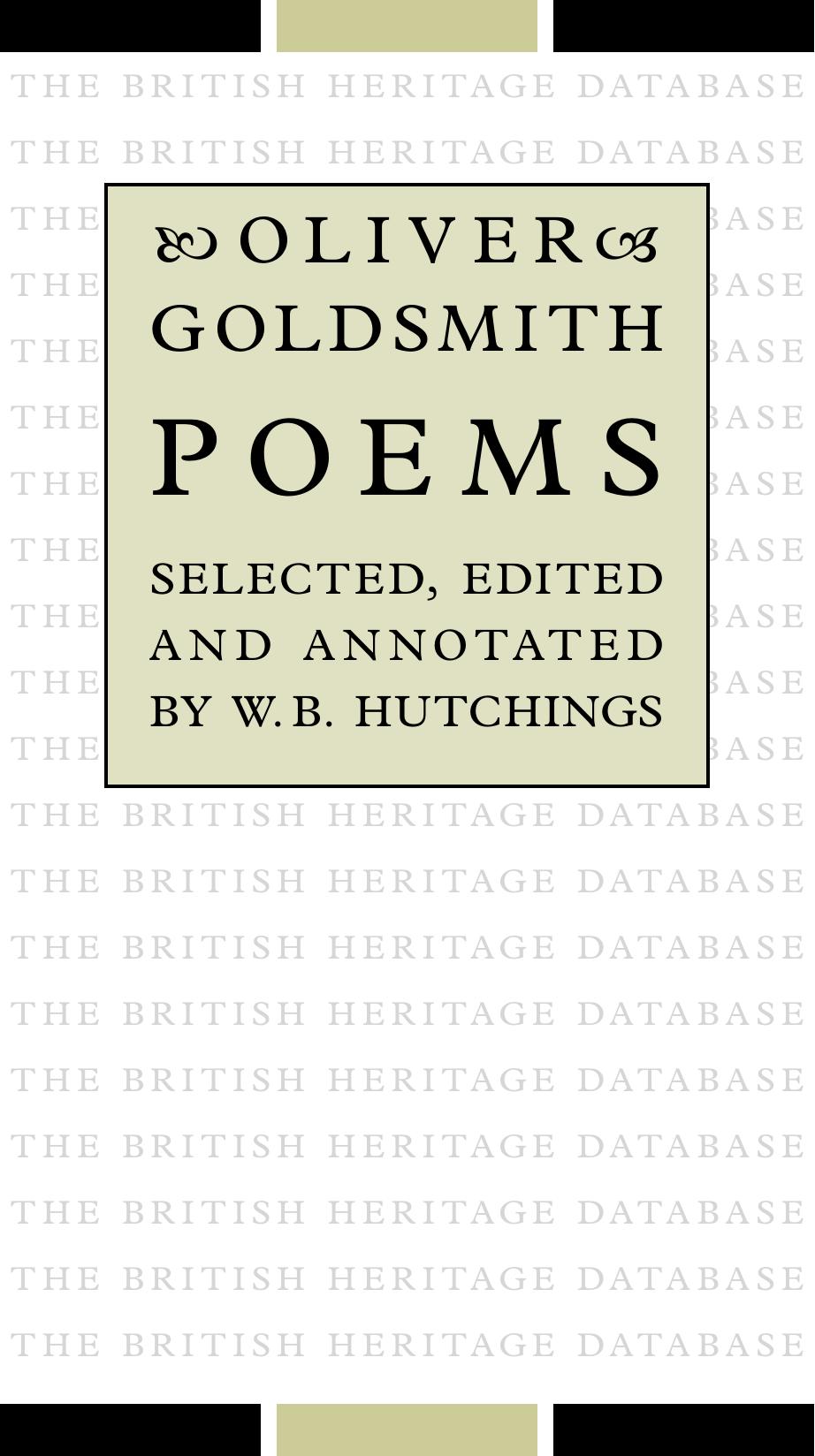 Oliver Goldsmith : Poems - British Heritage Database Reader-Printable Edition by Oliver Goldsmith