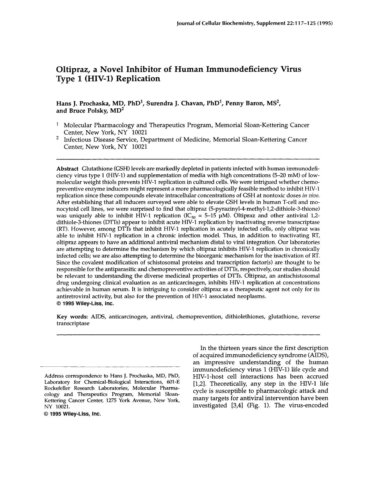 Oltipraz, a novel inhibitor of human immunodeficiency virus type 1 (HIV-1) replication by Unknown