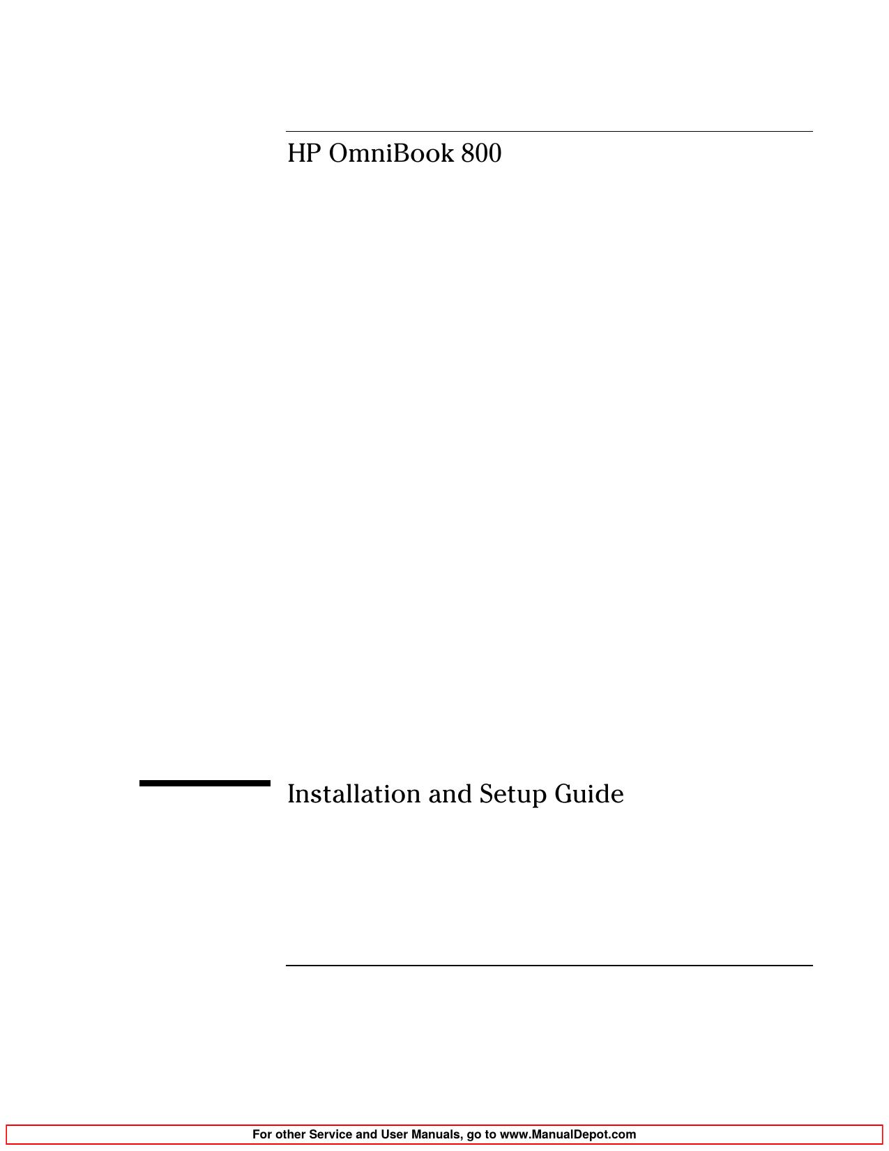OmniBook 800166 Installation and Setup Guide by Hewlett-Packard MCD