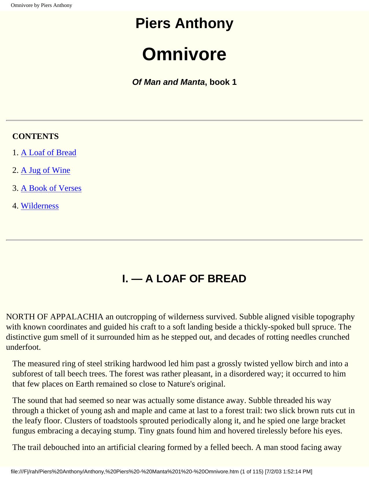 Omnivore by Piers Anthony by Unknown