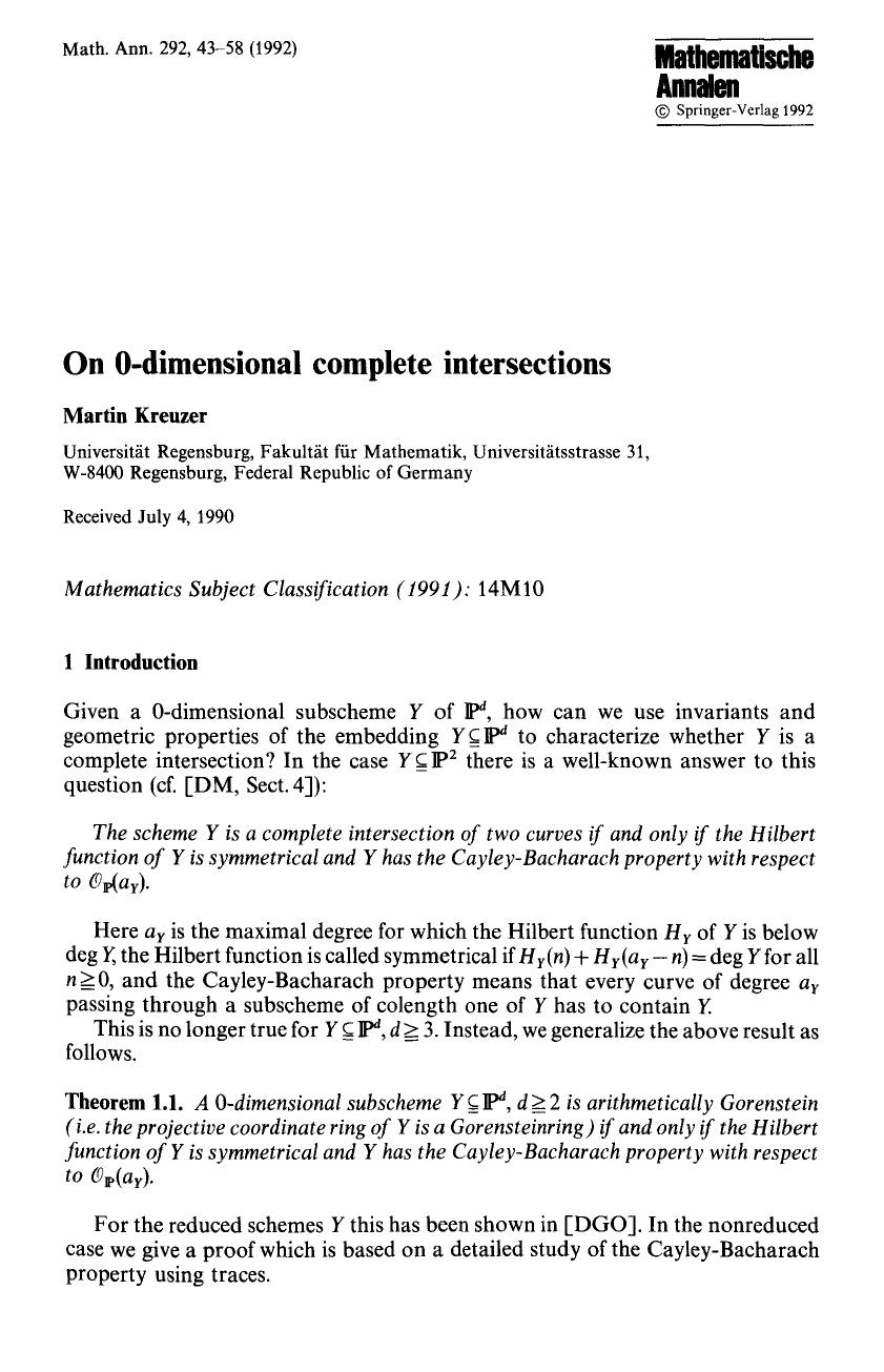 On 0-dimensional complete intersections by Unknown