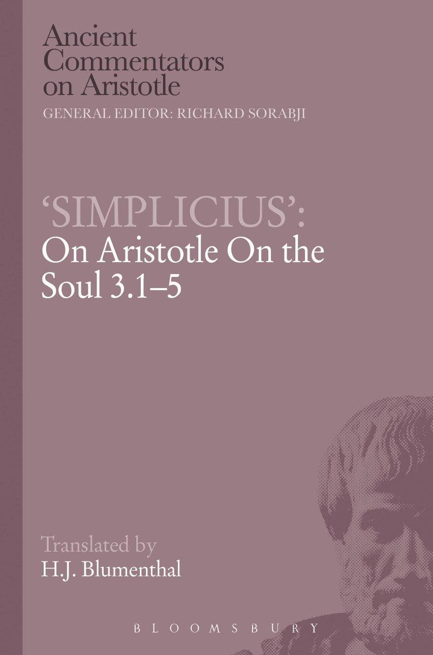 On Aristotle On the soul 3.1-5 by Blumenthal Henry J.;Simplicius