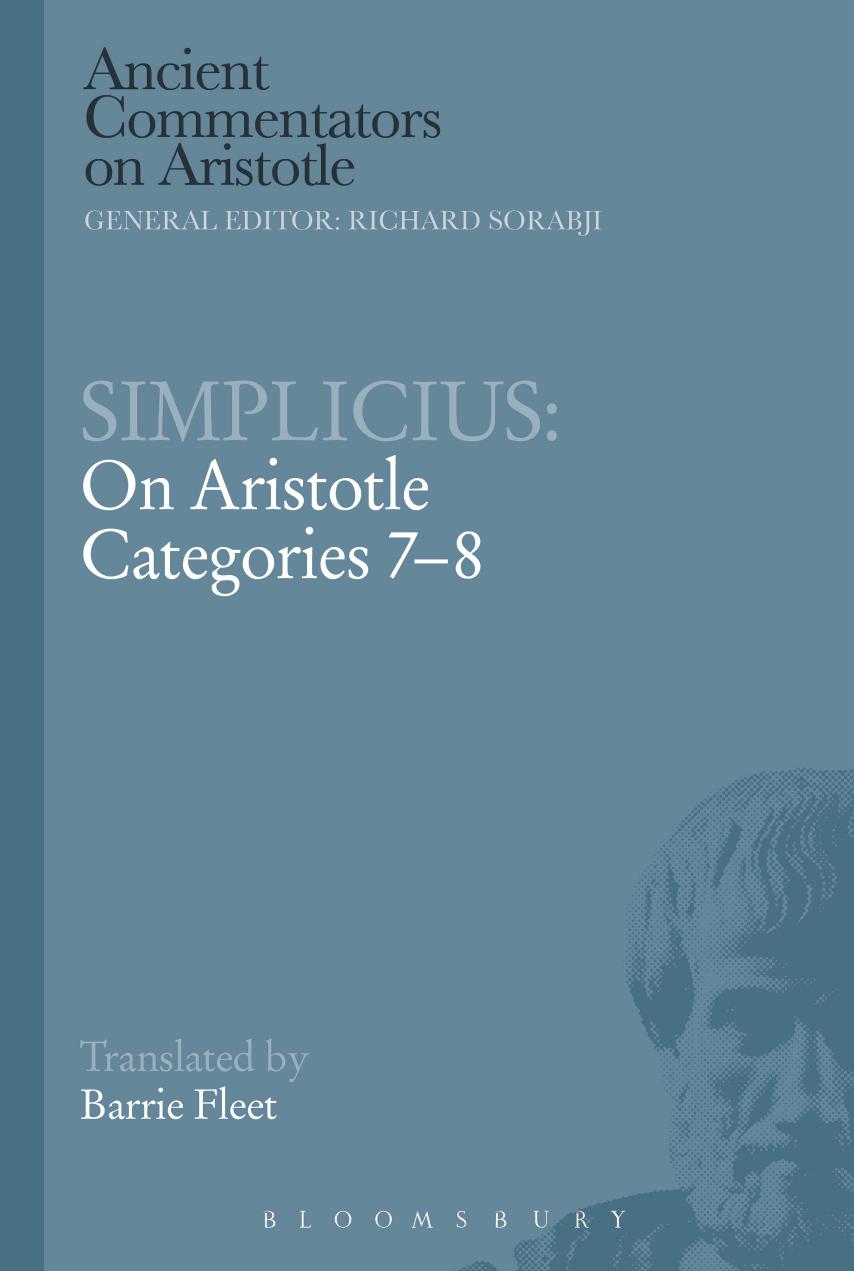 On Aristotle categories 7-8 by Sorabji Richard;of Cilicia Simplicius;Fleet Barrie