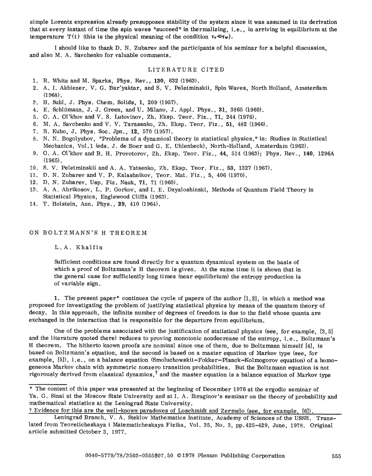 On Boltzmann's H theorem by Unknown