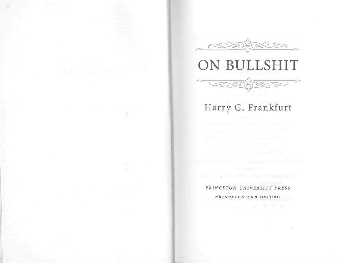 On Bullshit by Harry G. Frankfurt