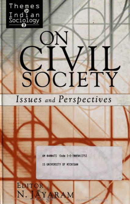 On Civil Society: Issues And Perspectives by N. Jayaram All India Sociological Conference 2000 U