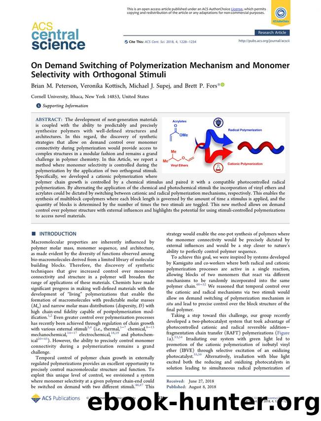 On Demand Switching of Polymerization Mechanism and Monomer Selectivity with Orthogonal Stimuli by unknow