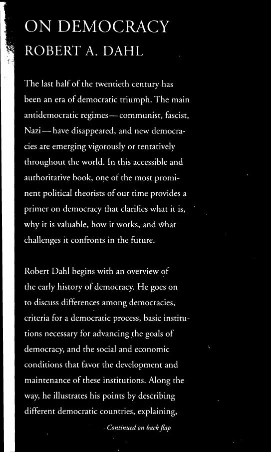 On Democracy by Robert A. Dahl