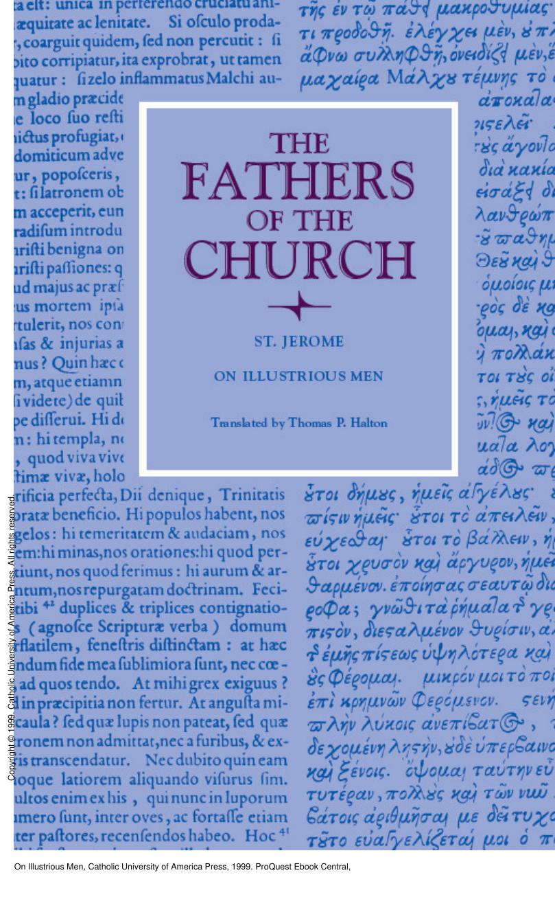On Illustrious Men by Thomas P. Halton; Saint Jerome; Saint Jerome