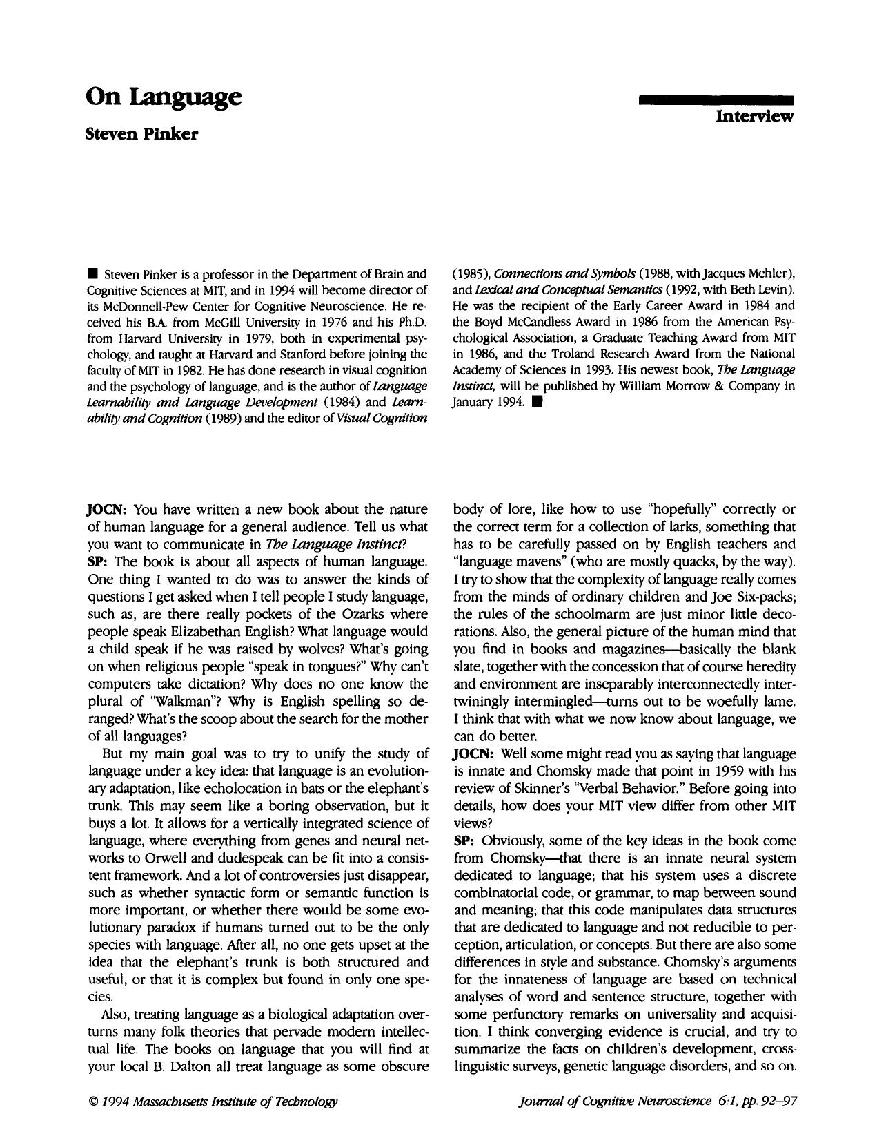 On Language (1994) by Unknown