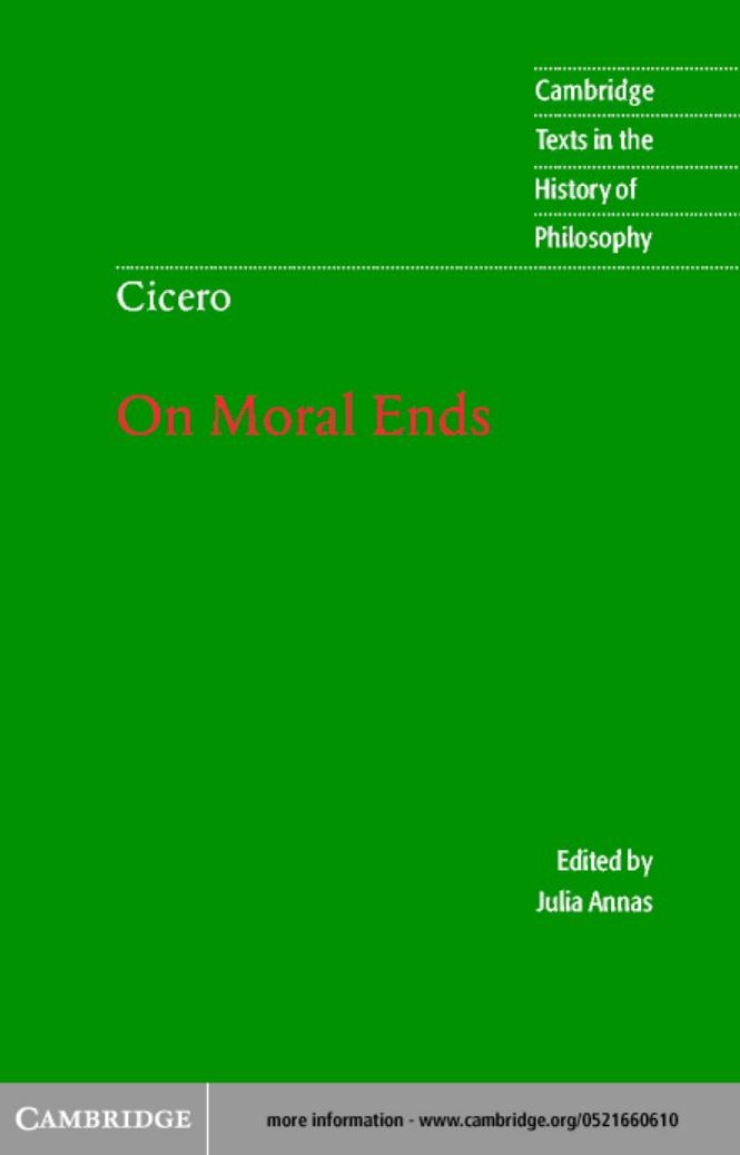On Moral Ends History of Philosophy Cicero Cambridge by Unknown