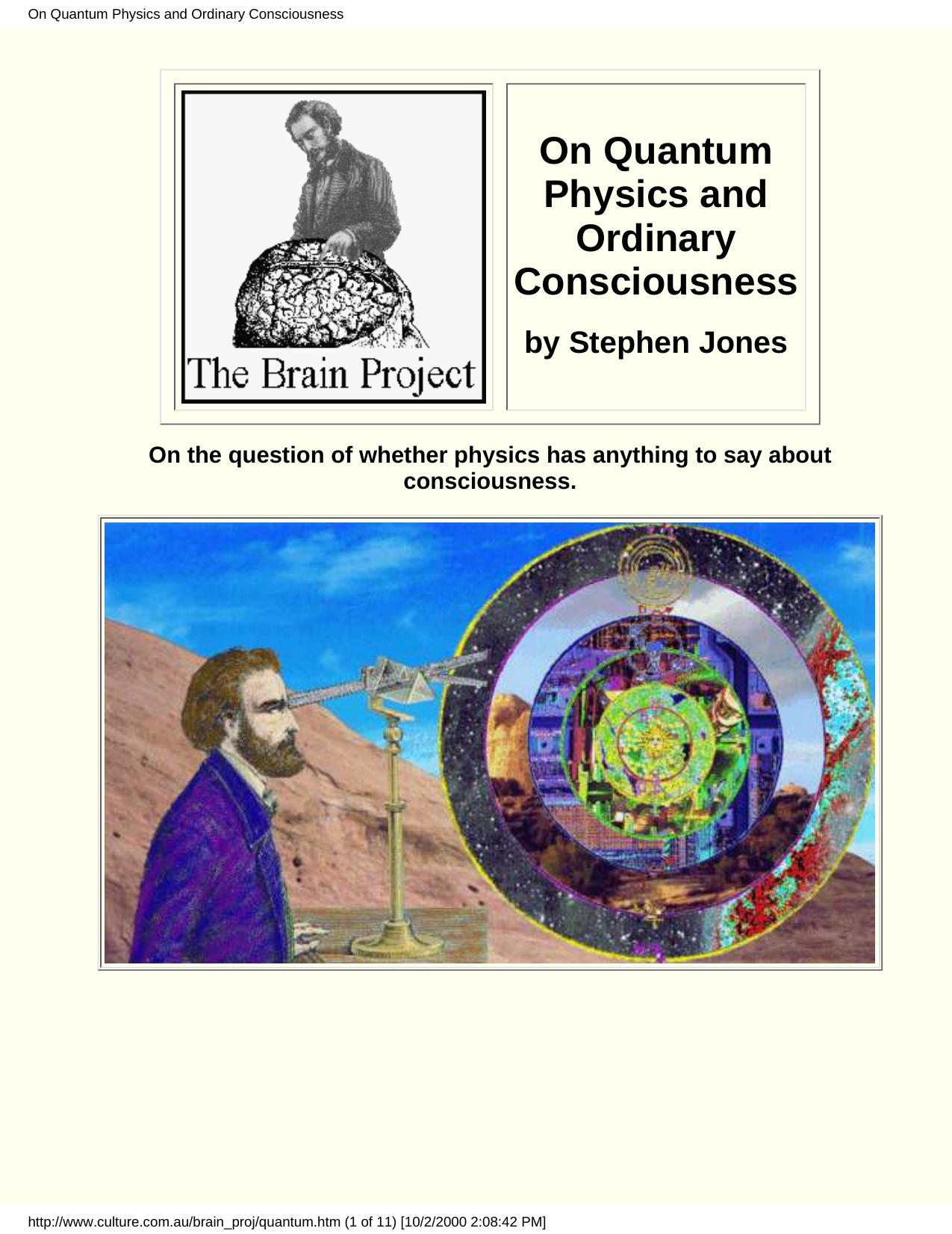 On Quantum Physics and Ordinary Consciousness by Unknown