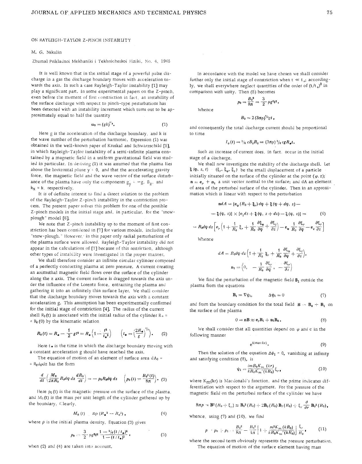 On Rayleigh-Taylor Z-pinch instability by Unknown