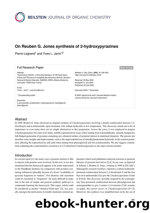 On Reuben G. Jones synthesis of 2-hydroxypyrazines by Pierre Legrand Yves L. Janin