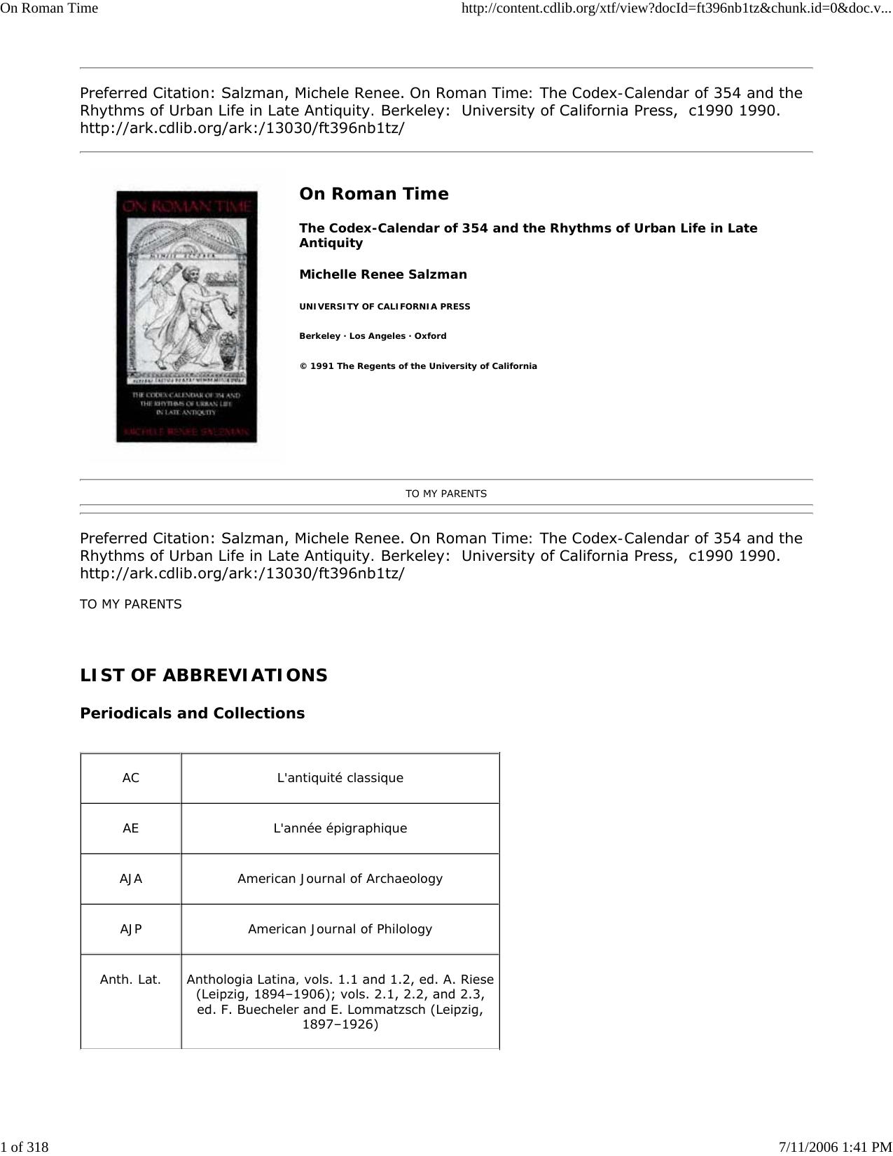 On Roman Time by Master Clark