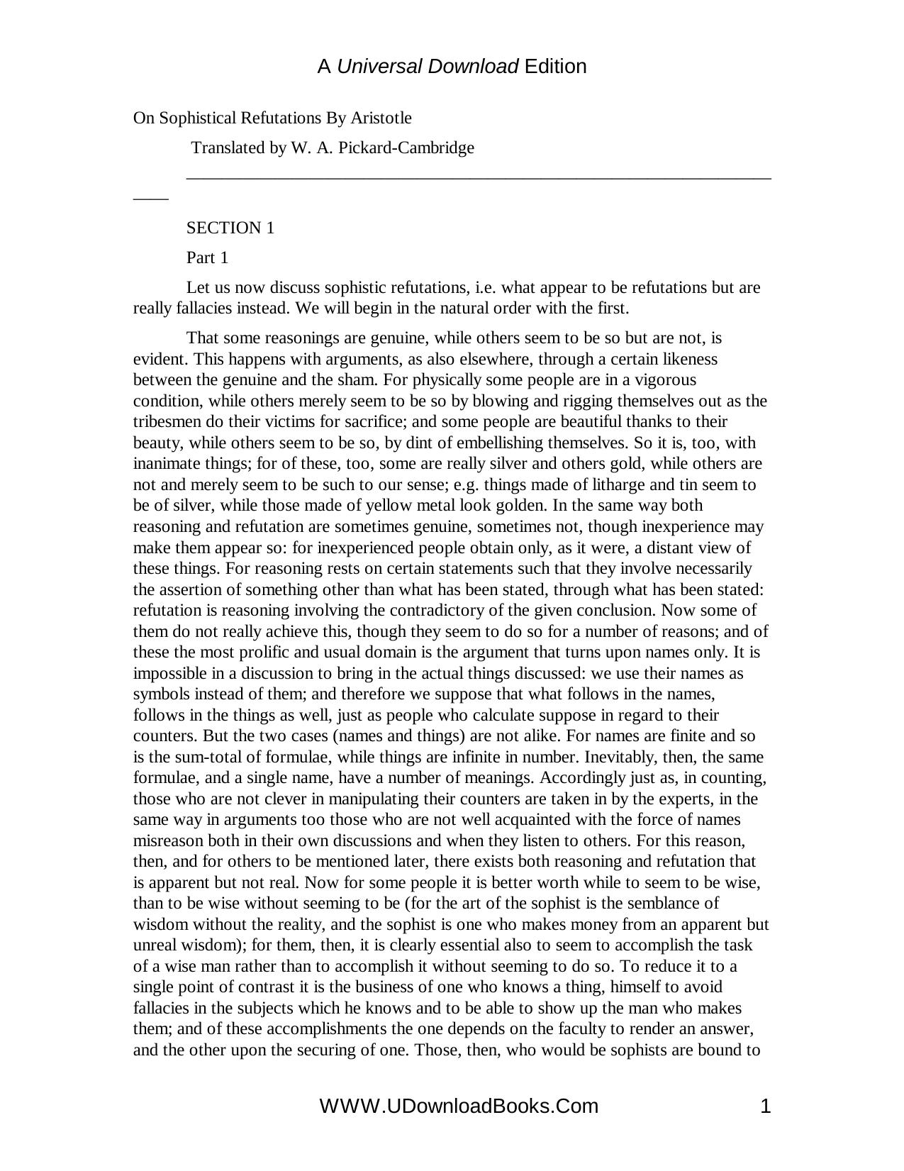 On Sophistical Refutations by Aristotle