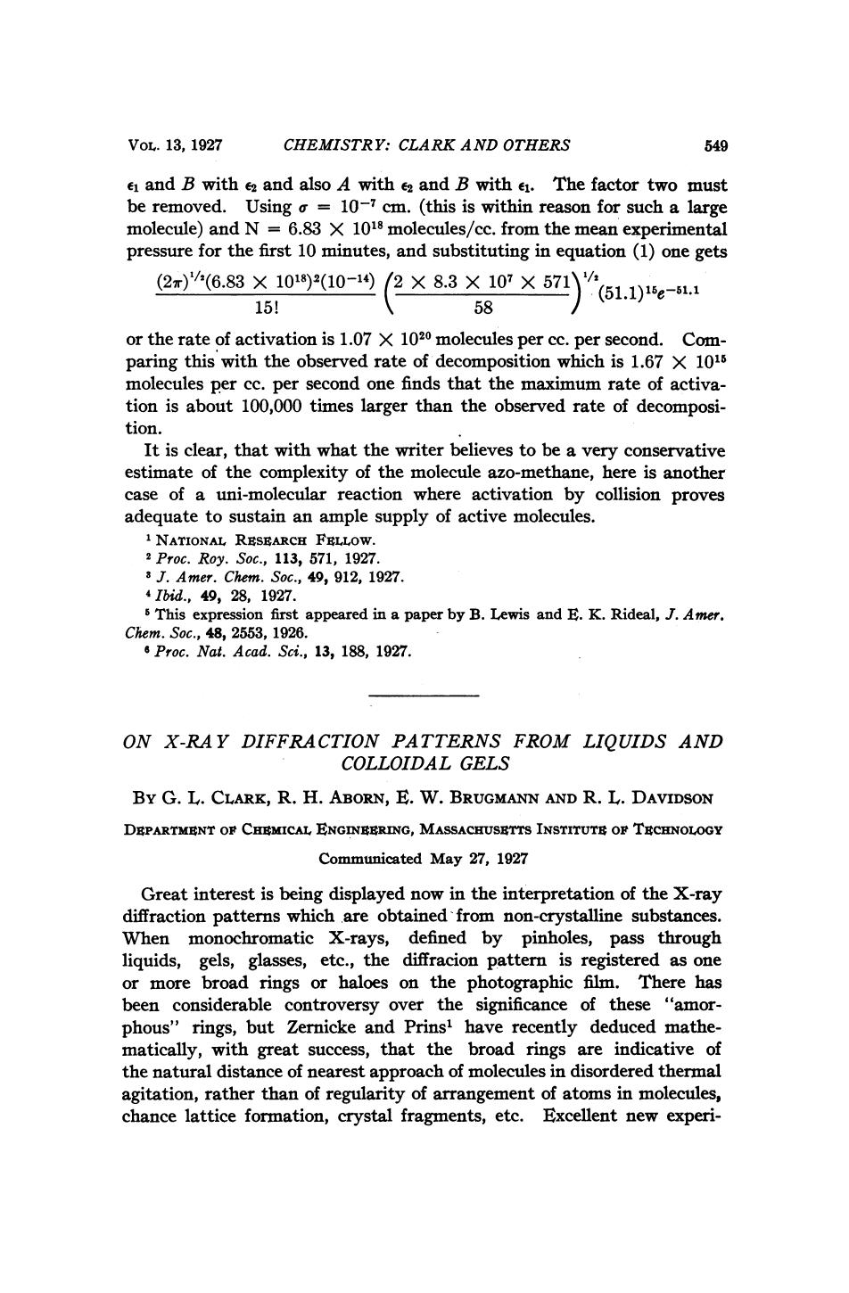 On X-Ray Diffraction Patterns from Liquids and Colloidal Gels by Clark G. L