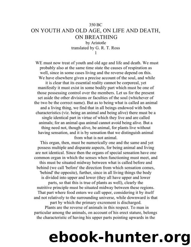 On Youth and Old Age, On Life and Death, On Breathing by Aristotle