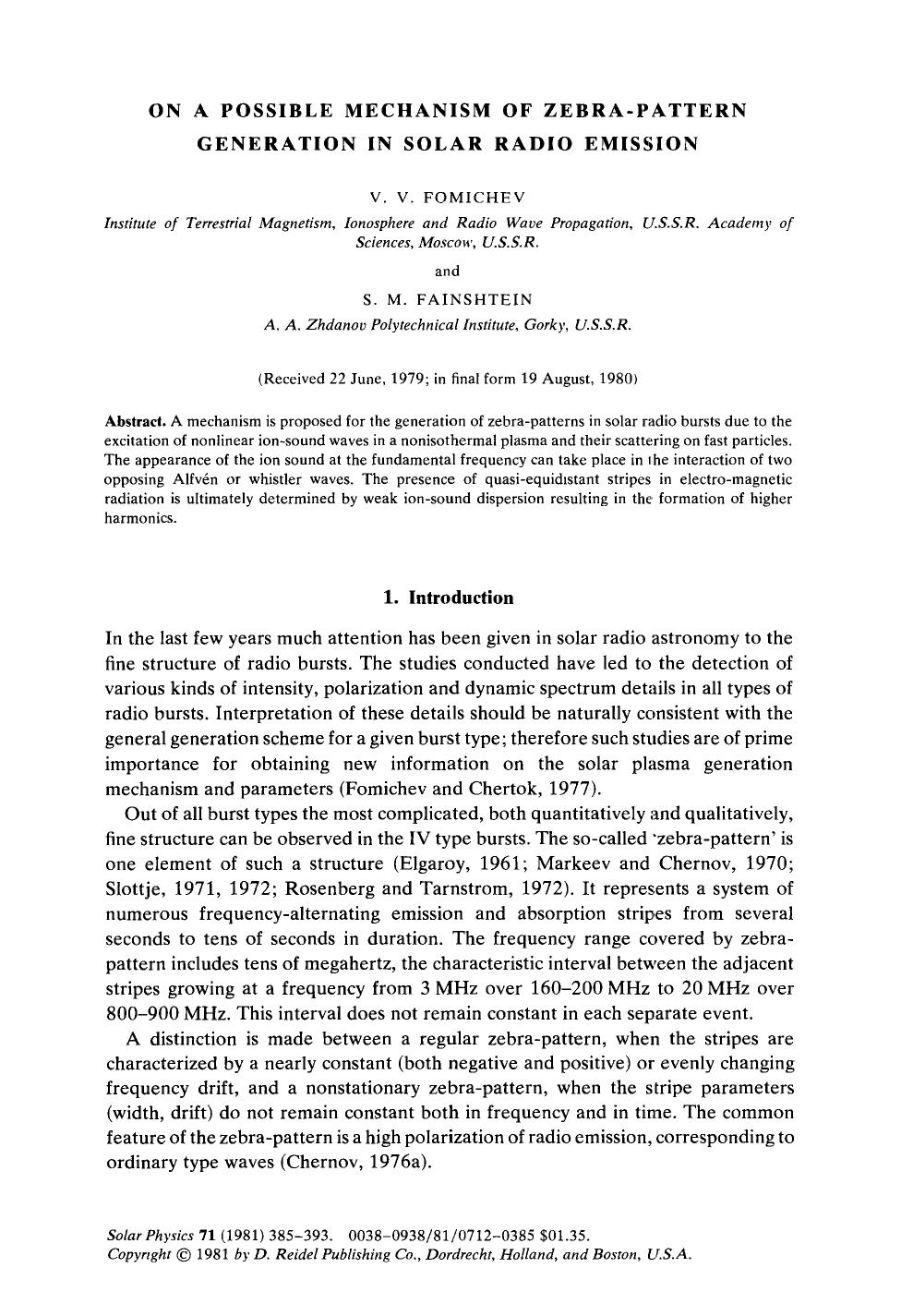On a possible mechanism of zebra-pattern generation in solar radio emission by Unknown