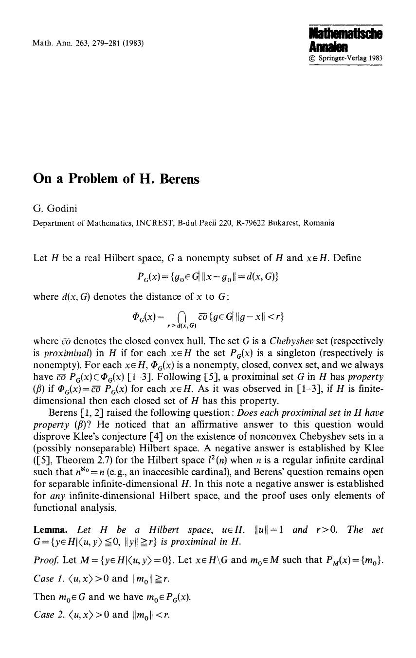 On a problem of H. Berens by Unknown
