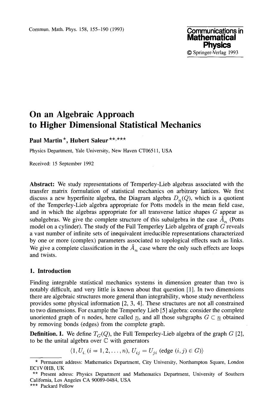 On an algebraic approach to higher dimensional statistical mechanics by Unknown