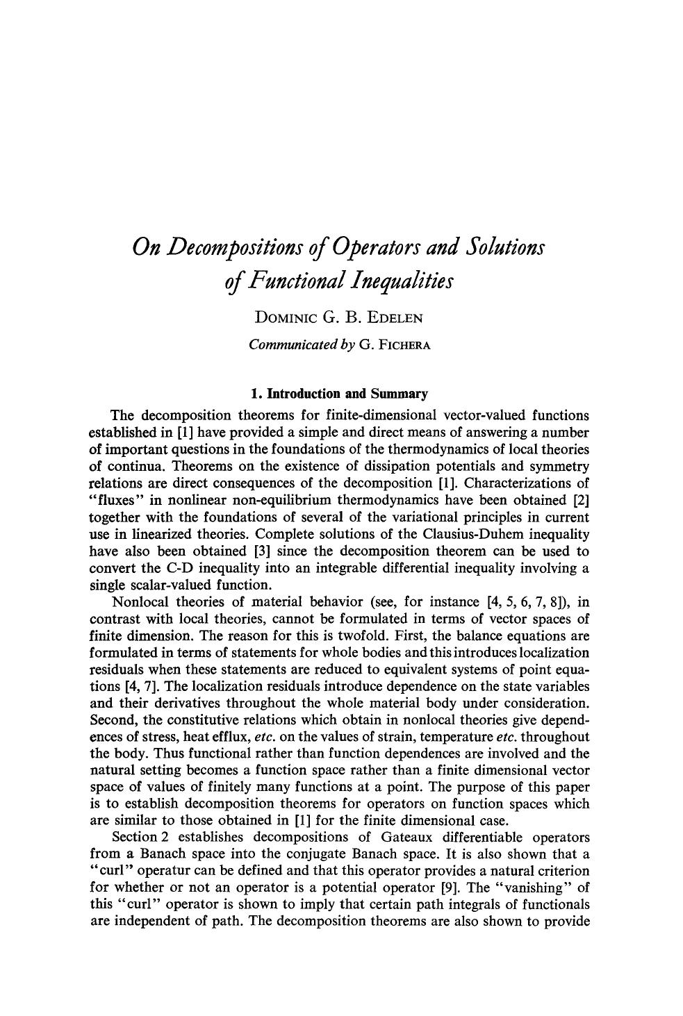 On decompositions of operators and solutions of functional inequalities by Unknown